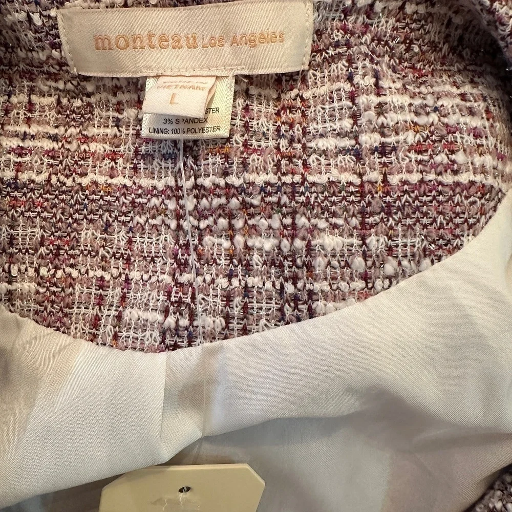 *MONTEAU* Pink Long Sleeve Cropper Blazer Size Large NWT